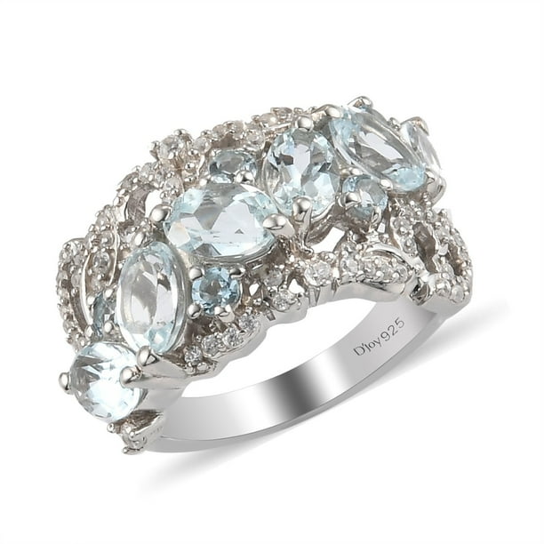 Women Men Aquamarine 925 Silver Ring 1ct Wedding Engagement Ring Size 6-10 Women Men Aquamarine 925 Silver Ring 1ct Wedding Engagement Ring Size 6-10